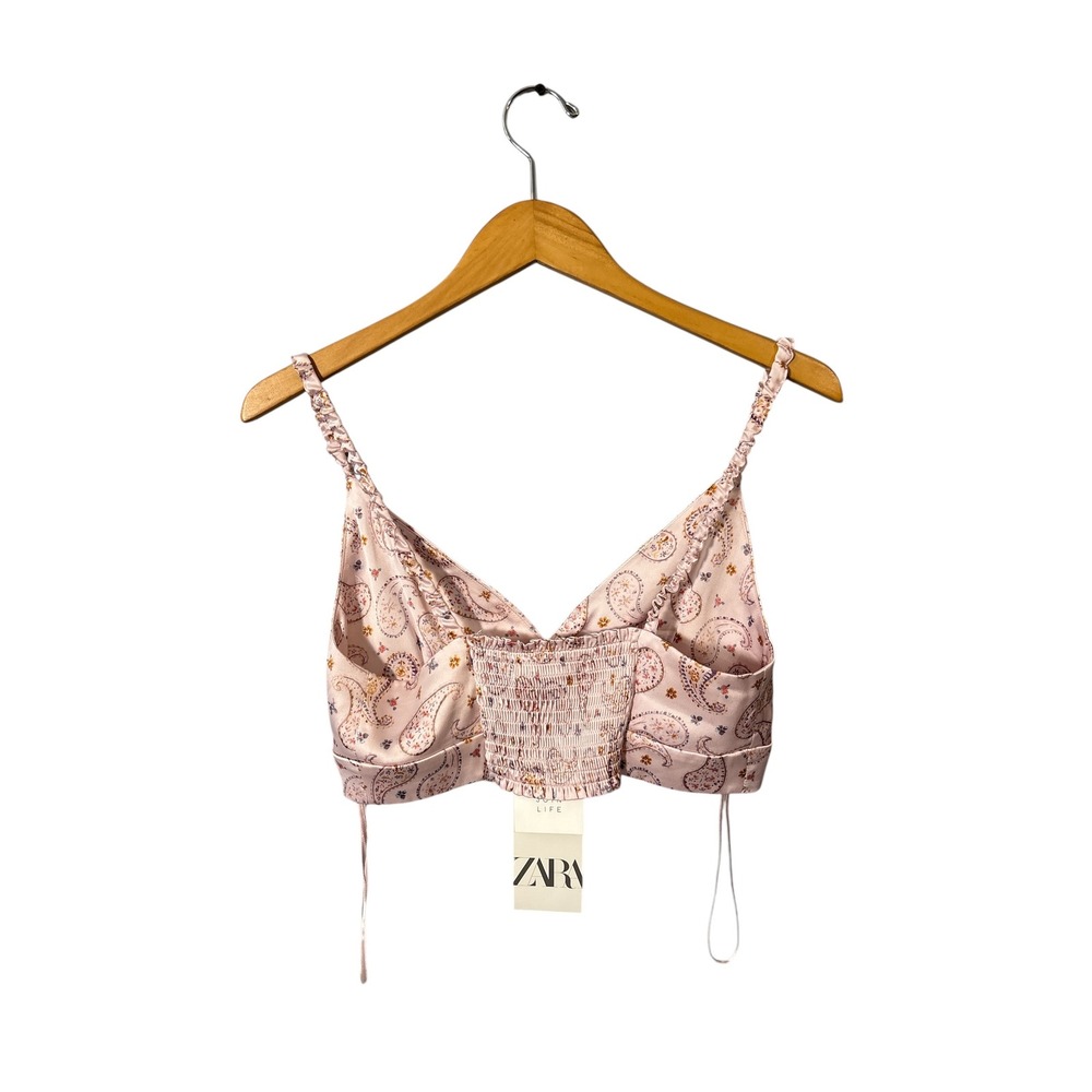 Zara Paisley Satin Bralette Crop Top NWT - Picture 5 of 5